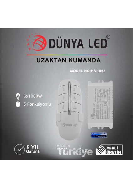 HS.1552 5li Avize Kumandası