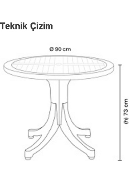 Pera Masa 90 Cm Yuvarlak Bahçe Balkon Teras Veranda Dış Mekan Masası