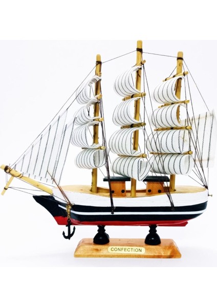 Dekoratif 24 cm Ahşap Yelkenli Gemi Maketi SL024