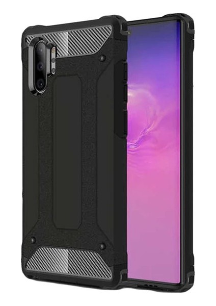 Caseworld Samsung Galaxy Note 10 Pro Kapak Çift Katmanlı Zırh Tank Kılıf - Siyah