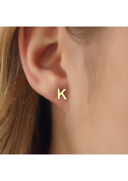 Altın K Harfi Küpe