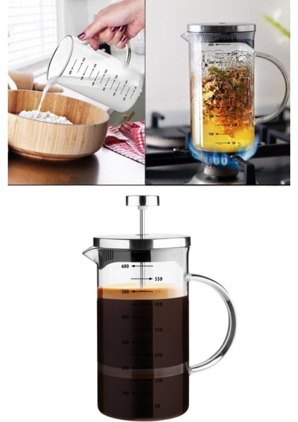 Ateşe Dayanıklı Borosilikat French Press 600 ml