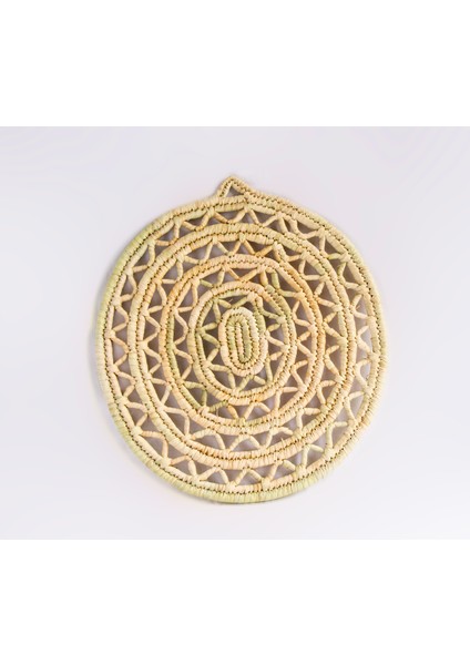 Doğal Malzemeden El Yapımı Oval Hasır Duvar Tabak