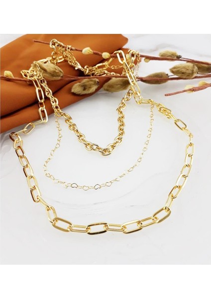 Altın Kaplama Sıralı Kalpli Zincir Kolye fiyatları