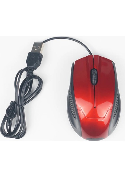 WZ-3012 Kablolu USB Optik Mouse 1600 Dpi Optic Maus Fare - Kırmızı