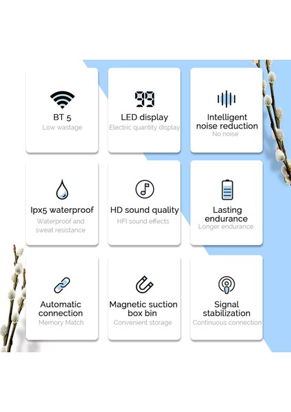 Tws Bluetooth 5.0 Kablosuz Mini Akıllı Kulak İçi Kulaklık (Yurt Dışından)