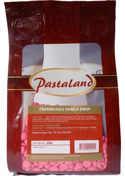 Frambuazlı Damla Drop Çikolata 200 gr