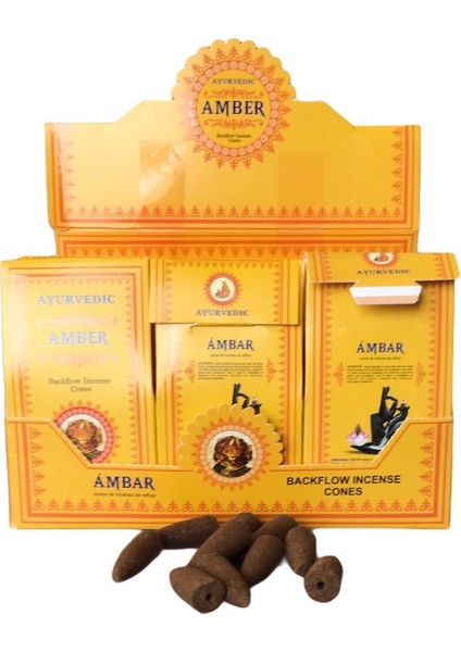 Ayurvedic Incense 120 Adet Ayurvedic Konik Geri Akış Tütsü Amber Aromalı