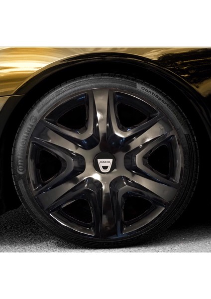 dacia Duster 14'' Inç Piano Black Siyah 4lü Set Jant Kapağı Çelik Görünümlü