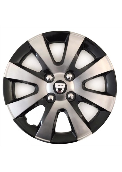 dacia Duster 15'' Inç Gri - Siyah 4lü Set Jant Kapağı Çelik Görünümlü