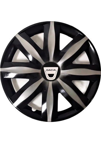 dacia Dokker 15'' Inç Gri - Siyah 4lü Set Jant Kapağı Çelik Görünümlü