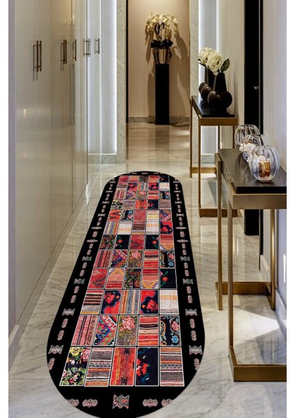 Siyah Kutu Desenli Halı (Makinada Yıkanabilir Kaymaz DotTaban) - CP554