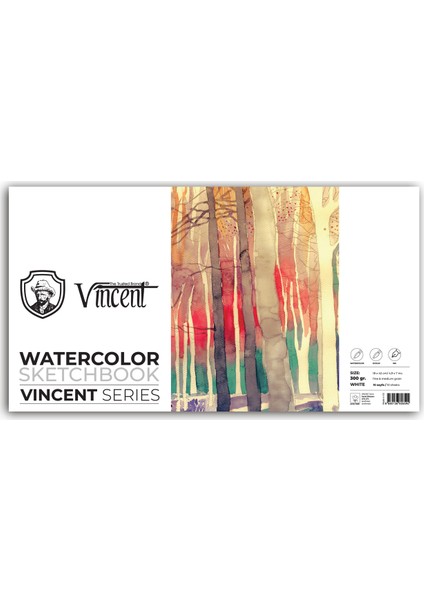 Watercolor Sketchbook 300 gr 10 Sayfa Panaromik Suluboya Defteri 18 x 42 cm