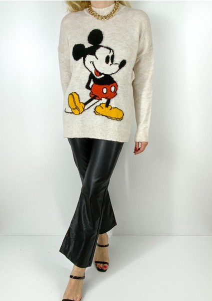 Kadın Krem Karakter Detaylı Yün Kazak modelleri