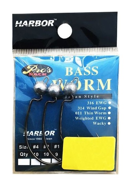 SH53 Bass Worm No:2/0 4 Pcs Jig Head