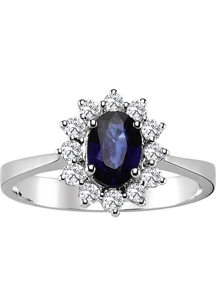 Pırlanta ve Oval Safir Taşlı Anturaj Yüzük 0417R0019