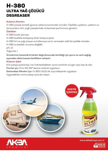 H-380 Ultra Yağ Çözücü 750 ml fiyatları