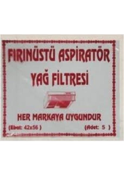 Aspiratör Kağıt Filtre 5 Adet