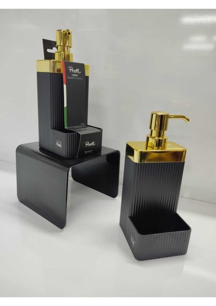 Lisbone Siyah Gold Sünger Hazneli Sabunluk