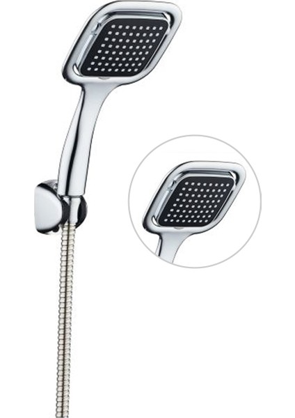 Siyah Banyo Duş Seti Örgülü Hortum Mafsal ve Başlık Set