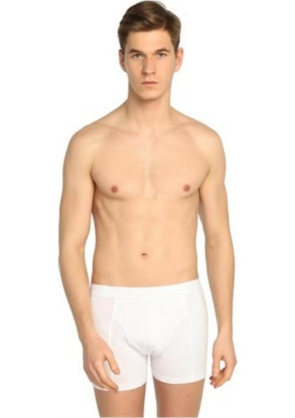Likralı Elastan Beyaz Erkek Boxer *3'lü Set + Kalem Parfüm + Lif