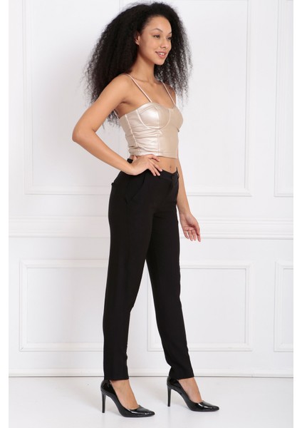 Beli Köprülü Süs Dikişli Pantolon PNT32689