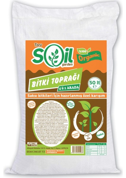 Organik Hayvansal Gübre Perlit ve Pomza Katkılı 50 Lt