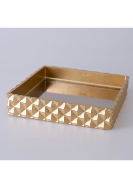 Piramit Aynalı Tepsi Altın