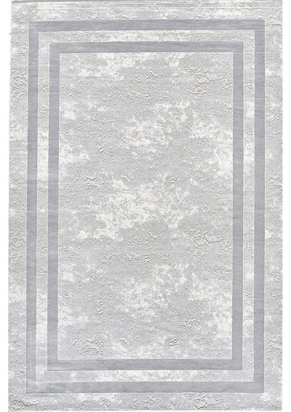 Monet MT22B Krem Gri Çerçeveli Saçaklı Doğal Iplik Modern Salon Halısı