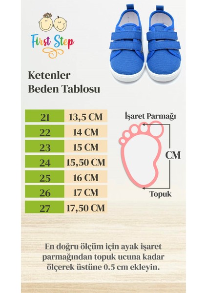 First Step Çift Cırtlı Neon Taban Çocuk Keten AYAKKABI-MAVİ-F-4002