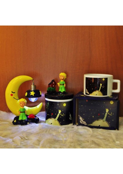 Küçük Prens Işıklı Biblo Kalemlik Ahşap Kutulu Kupa