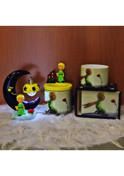 Küçük Prens Işıklı Biblo Kalemlik Ahşap Kutulu Kupa