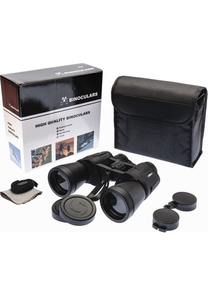 7X50 - Geniş Ön Mercekli Profesyonel El Dürbünü - 1000M/56M - Siyah V1