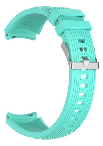 Samsung Galaxy Watch Active 3 41MM Uyumlu Kordon Çizgili Silikon Saat Kordonu 20/K18-TURKUAZ