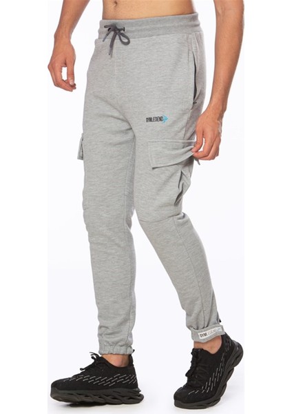 Erkek Gri Melanj Kargo Cepli Çelikli Interlok Spor Eşofman Altı modelleri