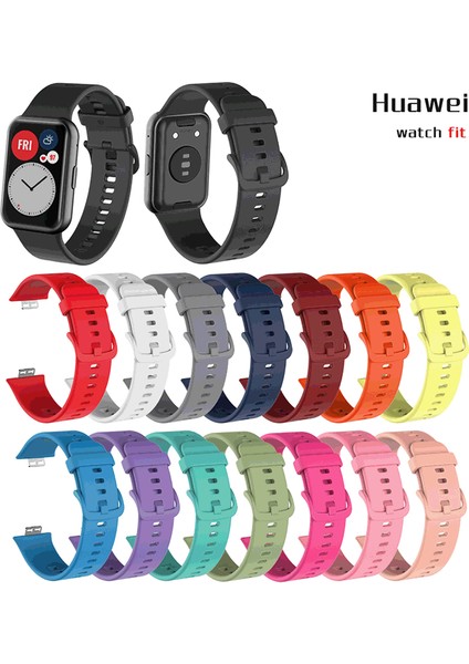 Huawei Watch Fit Uyumlu (Soft Tasarım) Silikon Kordon Mürdüm