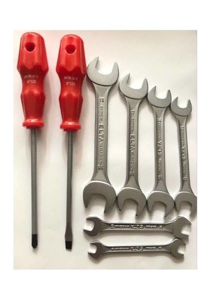 Elta Iki Ağız Açık Anaktar Seti + Yıldız Tornavida Düz Tornavida