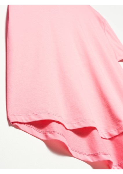 3471 Bisiklet Yaka Basic T-Shirt-Açık Pembe modelleri