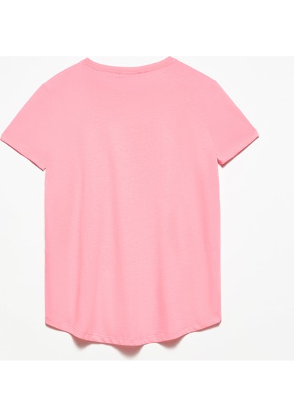 3471 Bisiklet Yaka Basic T-Shirt-Açık Pembe fiyatları