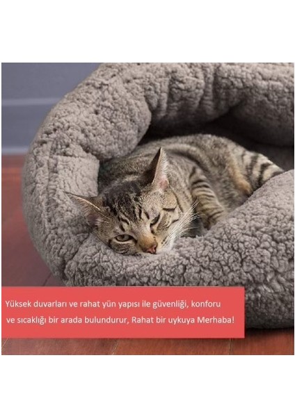 Gri Yumuşak Dokulu Kedi Yatağı ve Köpek Yatağı (50X50X32CM) fırsatları
