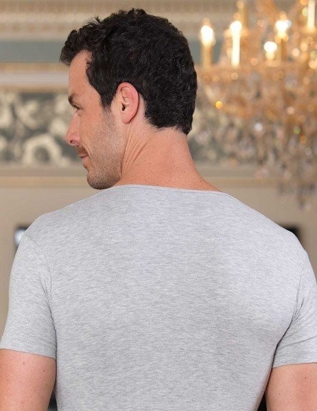 Şahinler Kısa Kollu V Yakalı Likralı Süprem Atlet Gri ME073 görsel 2
