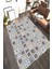 Kaymaz Taban Yıkanabilir Gri Kare Çerçeve Motif Desenli Halı 1