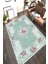 Kaymaz Taban Yıkanabilir Su Yeşili Motif Desenli Halı 1