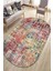 Kaymaz Taban Yıkanabilir Oval Pastel Eskitme Desenli Halı 1