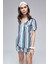 For You Moda Kadın 5 li Laci Mavi Çizgili Penye Pijama Takımı S26611