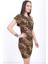 Tek Kollu Volanlı Leopar Elbise ELB32797 4
