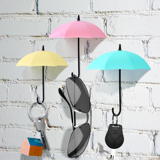 Fer Home Dekoratif Şemsiye Askı 4’lü Set Yapışkanlı Pratik Takı Anahtar Askılığı Anahtarlık Askısı