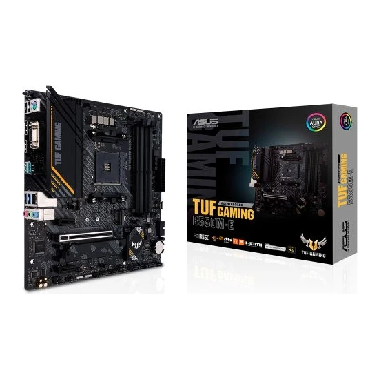 Asus Tuf Gamıng B550M-E Amd B550 Am4 DDR4 4800 Dp Hdmı Vga Çift M2 Usb3.2 Aura Rgb Matx (Tuf Gamıng B550M-E) Anakart