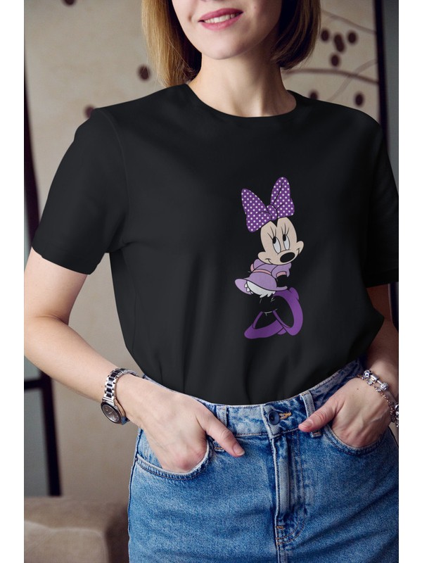 almak bağlantı Dakiklik  Kio Tasarım Mickey Mouse Mine Disney Baskılı Tişört Kadın Fiyatı