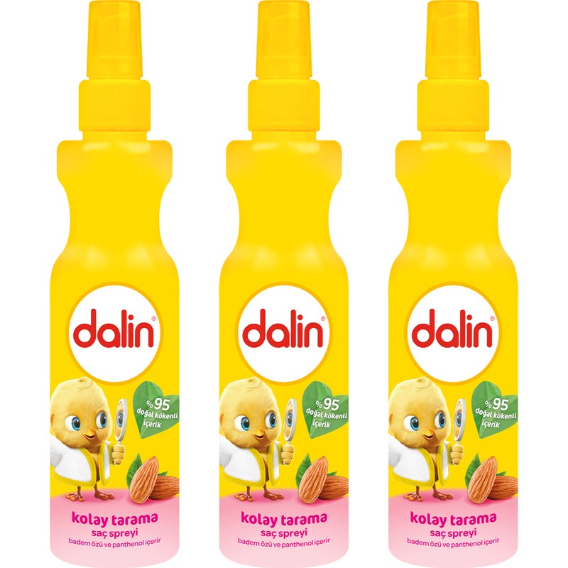 Dalin Kolay Tarama Spreyi 200 ml x 3 Badem Yağlı Göz Yakmayan Formül ile Özel Bakım